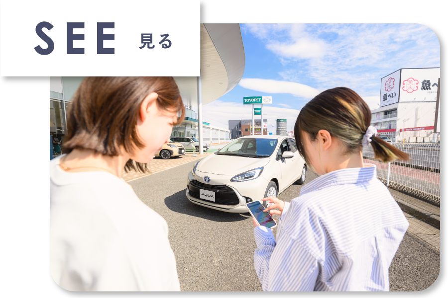 車を見る人