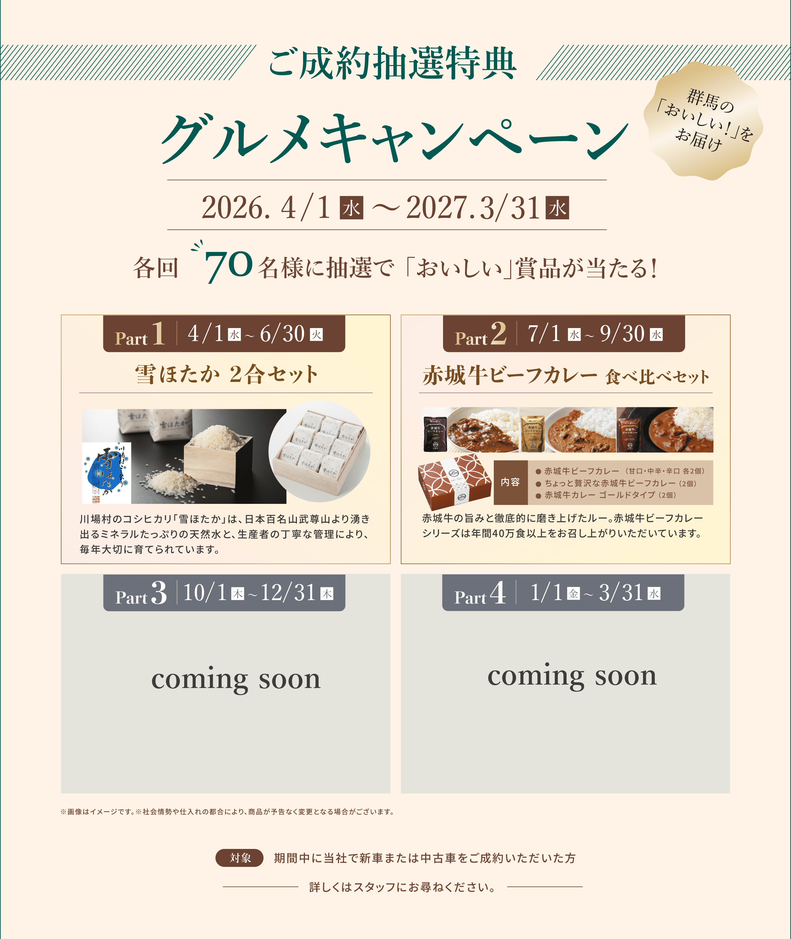 ご成約抽選特典