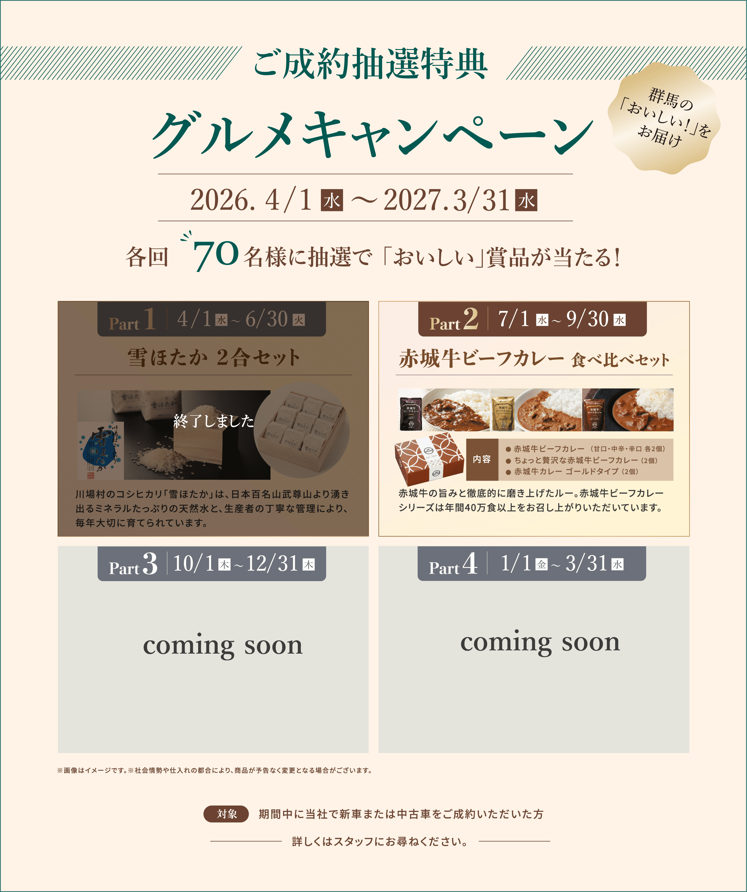 ご成約抽選特典